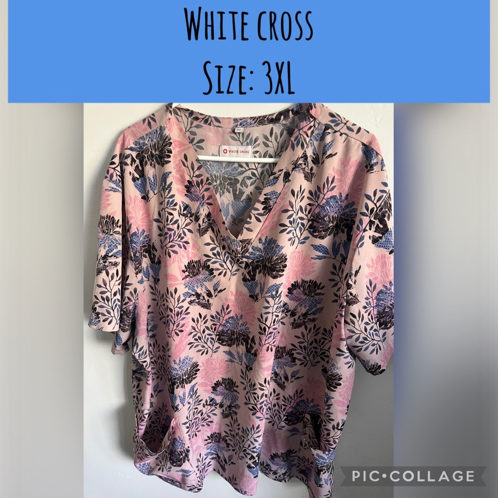 White Cross Women's Pink and Blue Floral Blouse